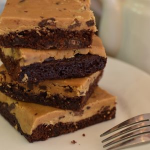 Vegan brownie with cookie dough